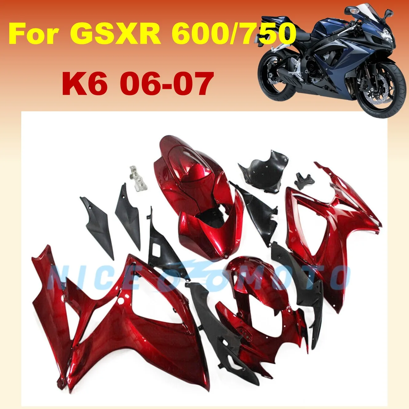 

Качественные отличные пластиковые спортивные велосипеды для GSXR600 750 2006 2007 GSXR750 06 07 GSXR 600, темно-красные комплекты обтекателей для велосипеда