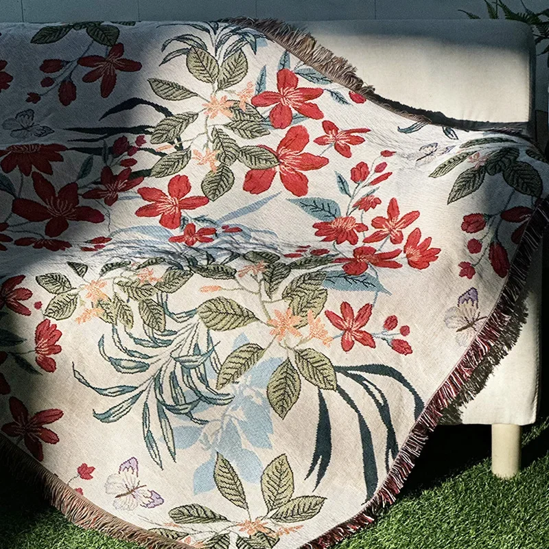 Casual Floral Blankets Bed Decoration Woman Carpet Sofa Sofa Blanket Throw Blankets Leaves Leisure Rug Single Tapestry drop ship
