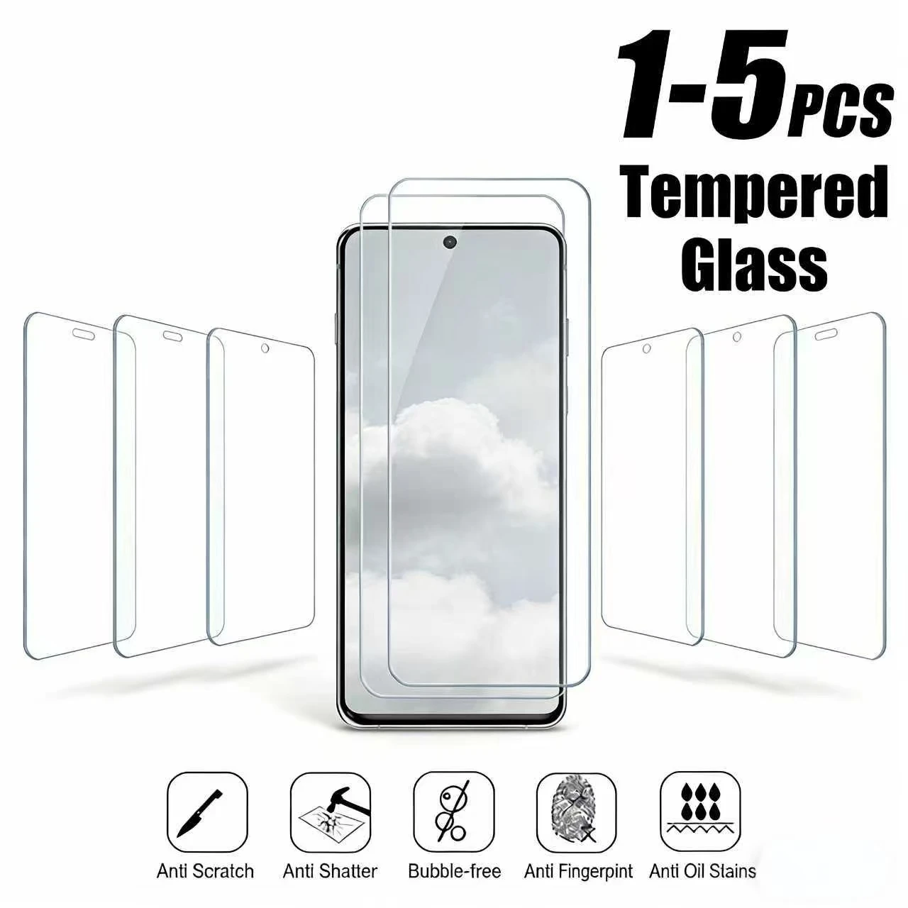 1/2/3/4/5pcs Tempered Glass Screen Protector For Samsung A36 A26 A16 A56 5G A17 A16 A15 A07 A06 A05 A57 A35 A34  A55 A54 A53 A52