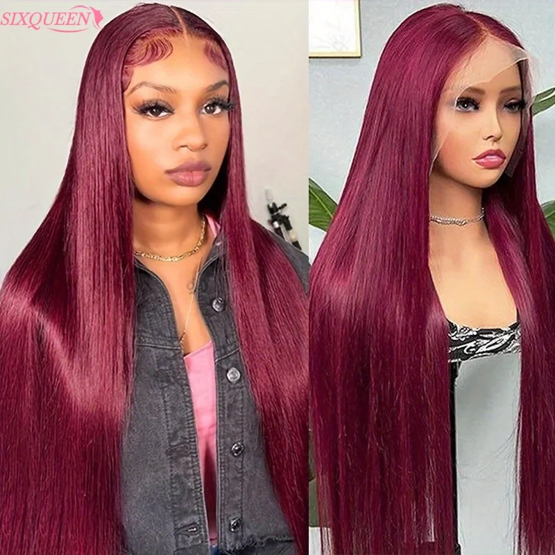 

99J Burgundy Lace Front Wig Straight Human Hair 13x6 Lace Frontal Wig 13x4 Brazilian Human Hair HD Lace Front Wig for Women