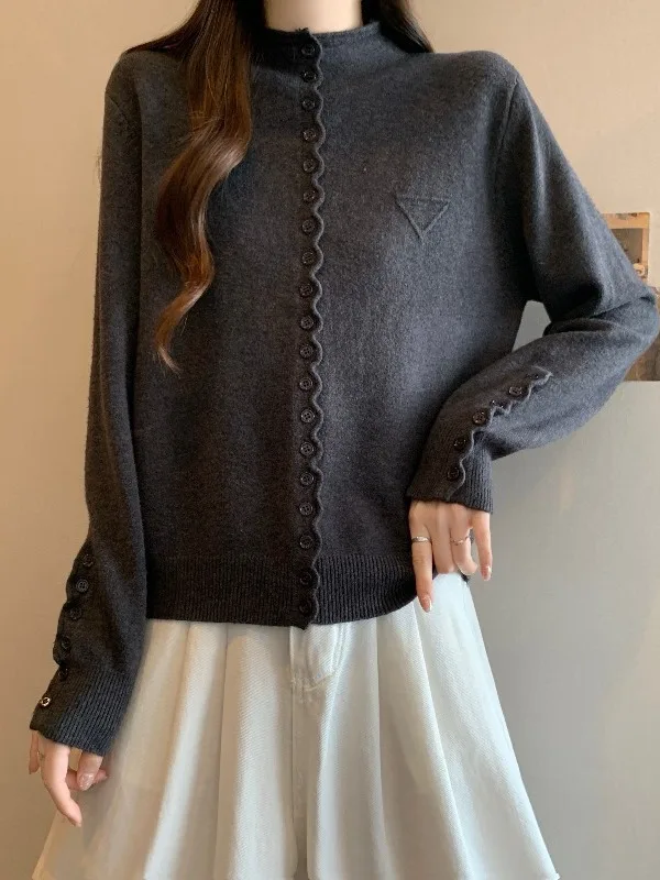 

Ele ey Long Sve f High Ne Knitted Sweater Women's plus Size Slimming Lazy Sle Top for Early Spring