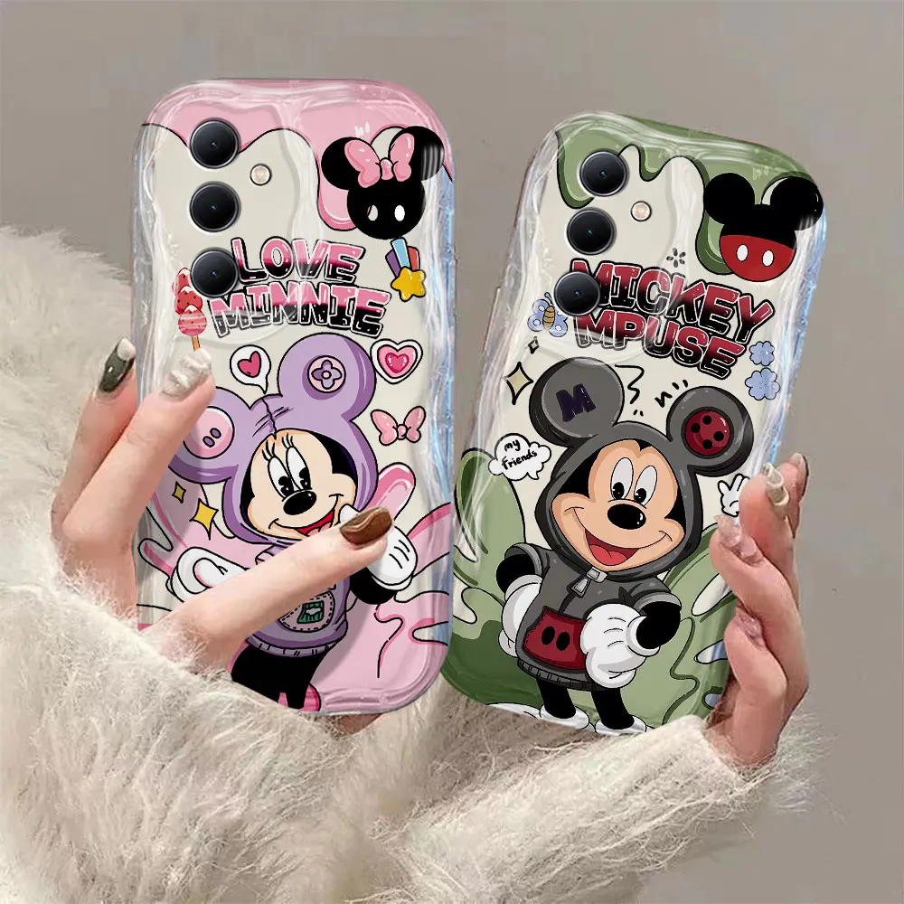 Disney Mickey Minnie Mouse 3D Wave Phone Case For OPPO Reno 11 F 8 T 7 Z 6 5 4 Pro F23 F11 F9 4G 5G Soft Silicone Back Cover