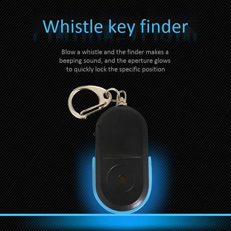 Hot Mini Anti-Lost Whistle Key Finder Wireless Alarm Smart Tag Key Locator Keychain Tracker Whistle Sound LED Light Tracker