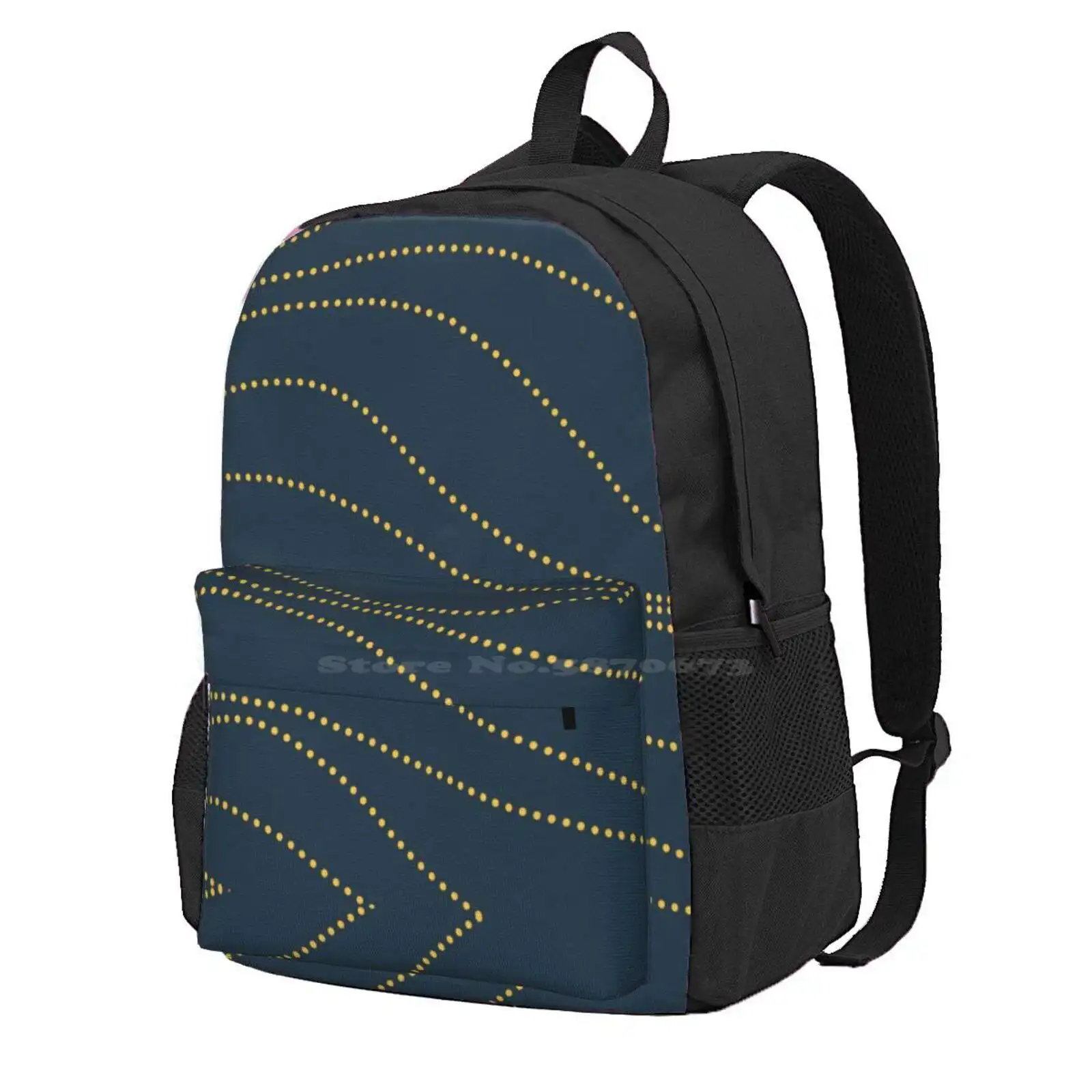 Sun Trails Modern Minimalist Pattern In Mustard Yellow And Navy Blue Hot Sale Schoolbag Backpack Fashion Bags Pattern