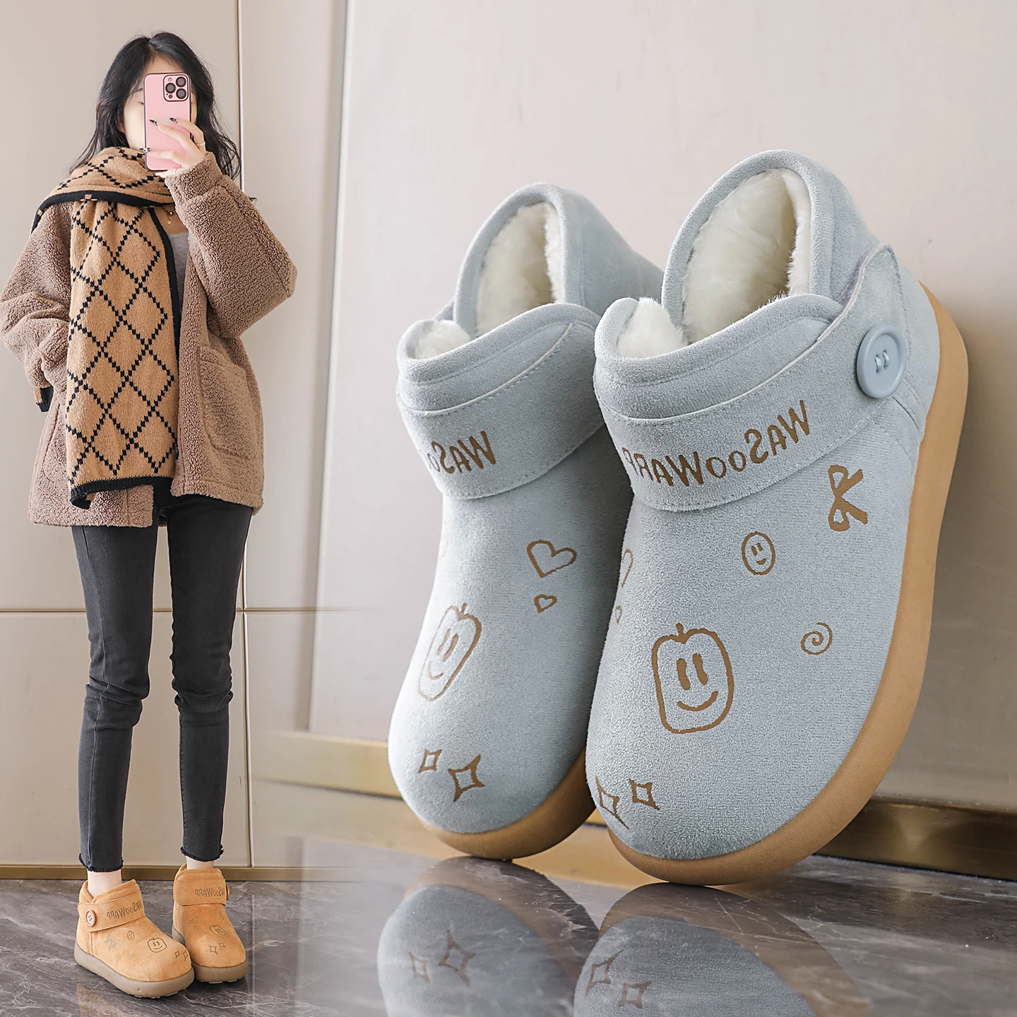 

2025 New Winter Women's Fashion Fleece-Lined Snow Boots, Thickened Warm Platform Ankle Boots, Versatile Casual Cotton Shoes