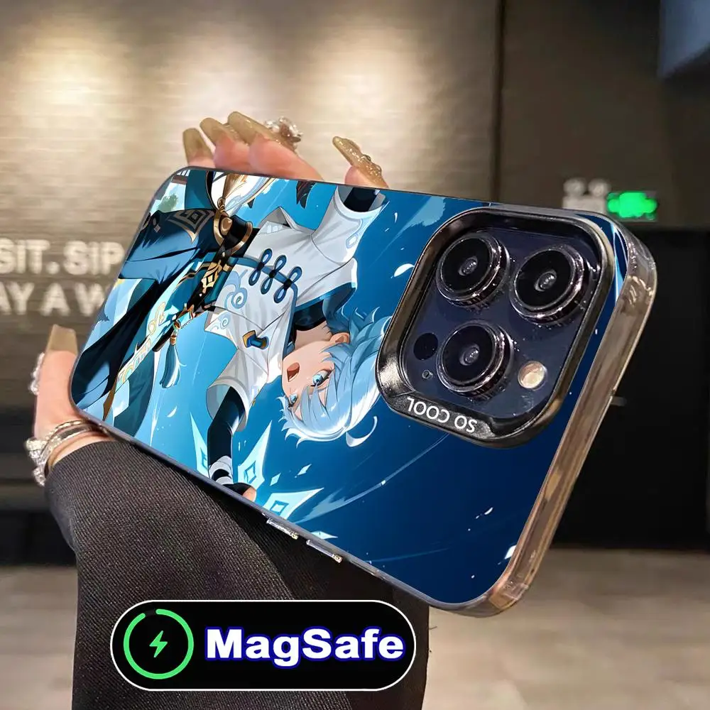 

Чехол для телефона Game GI Chongyun для iPhone 17 16 15 14 13 12 11 Air Pro Max Plus MagSafe, полупрозрачный, цветной, люксовый