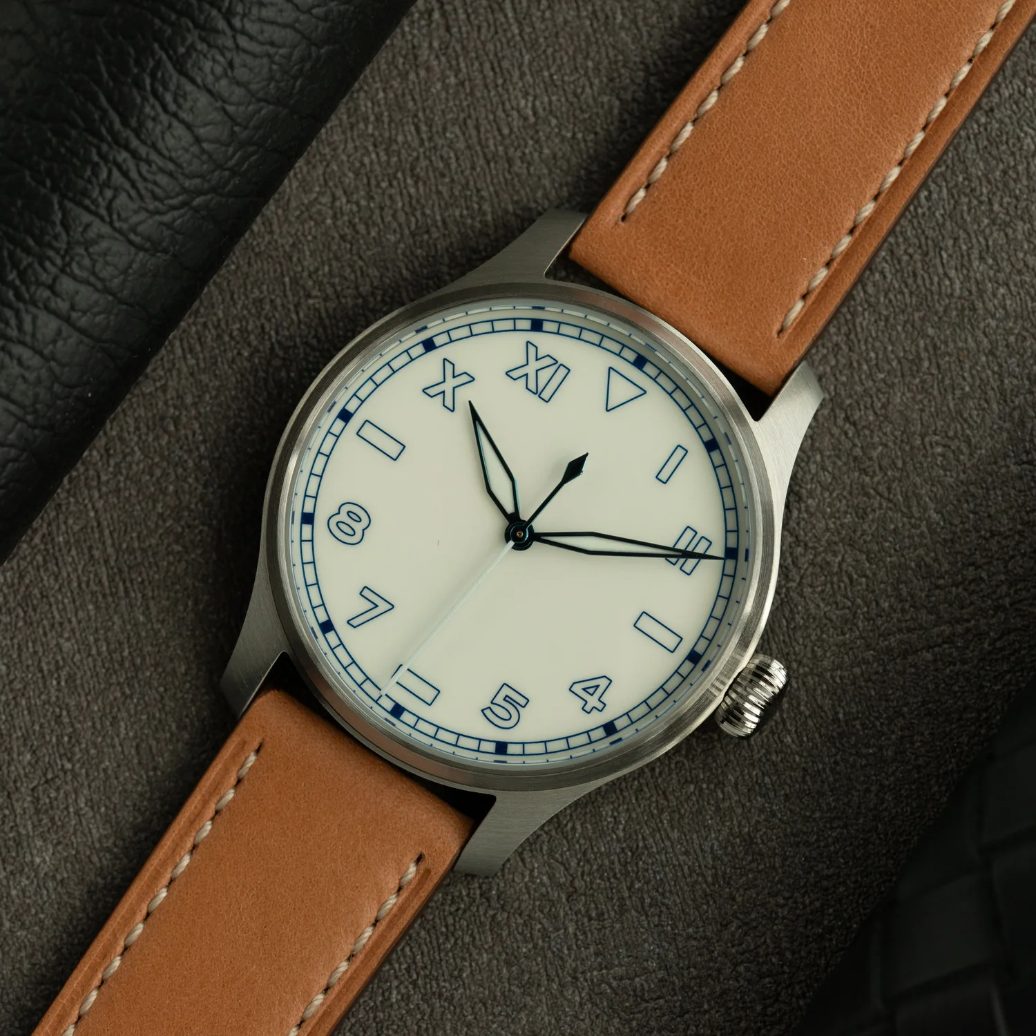 Hruodland 40mm Pilot Automatic Mechanical Watch PT5000/SW200 Movement BGW9 Ice Blue Lume Sapphire 100M Waterproof Men Wristwatch