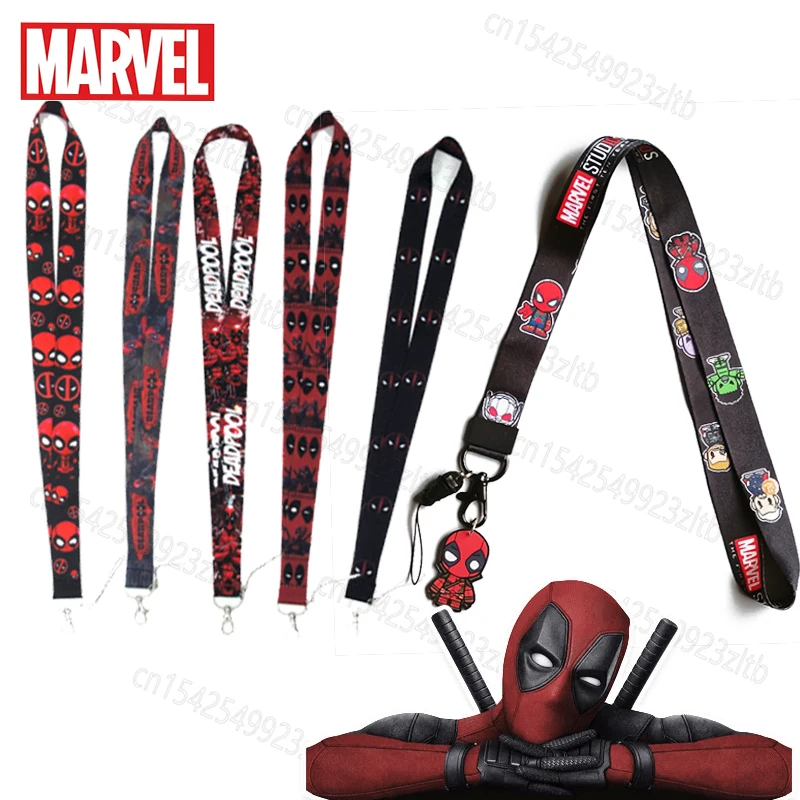 

NEW Movie Deadpool Mobile Phone Lanyards Straps Sling Mavel Spiderman Hero ID Card Holders Key DIY Hang Accessories Gift