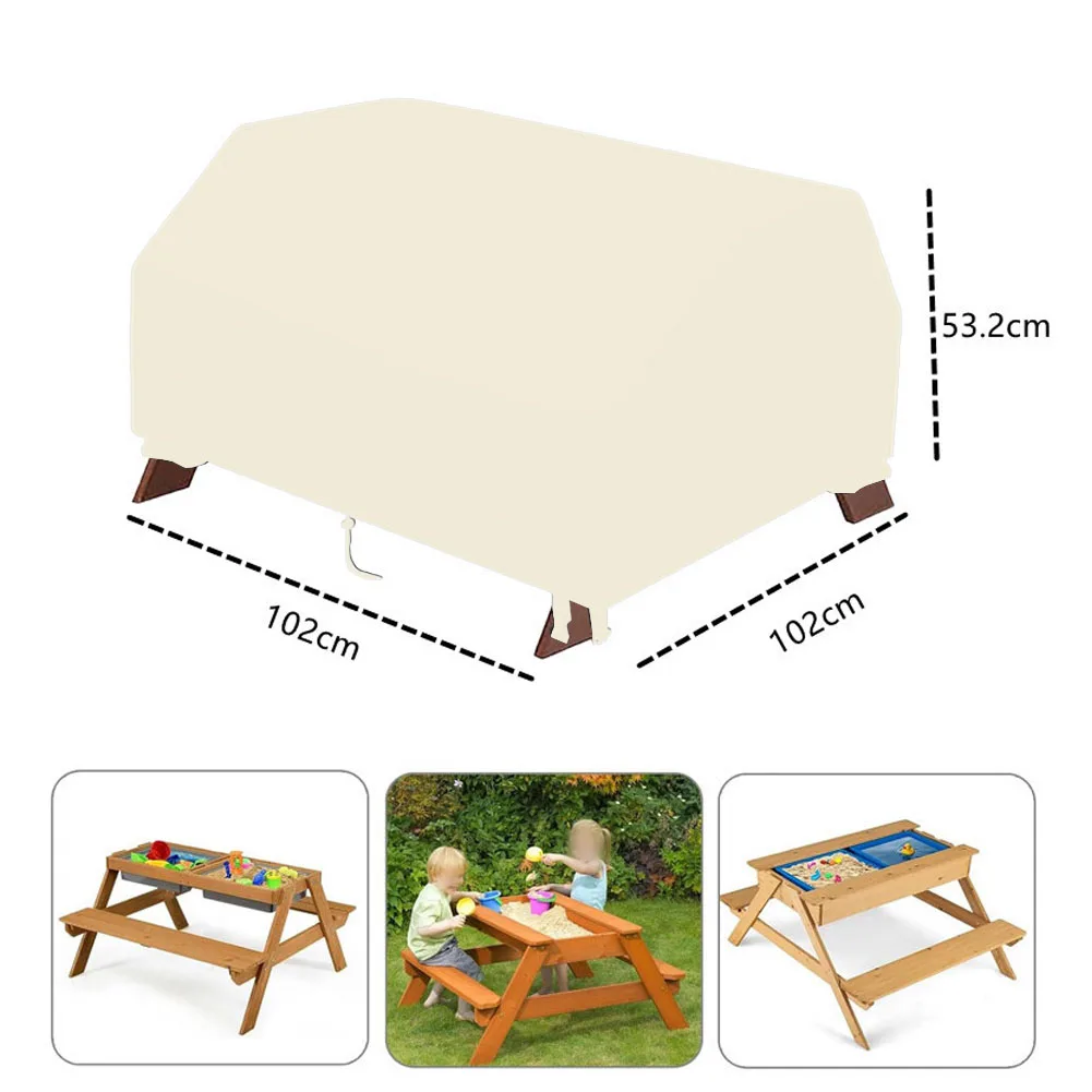 Cubierta impermeable para mesa de Picnic para niños, mesa de actividades de arena y agua 3 en 1, 102x102x53,2 cm, cubierta para mesa de Picnic, suministros de jardín