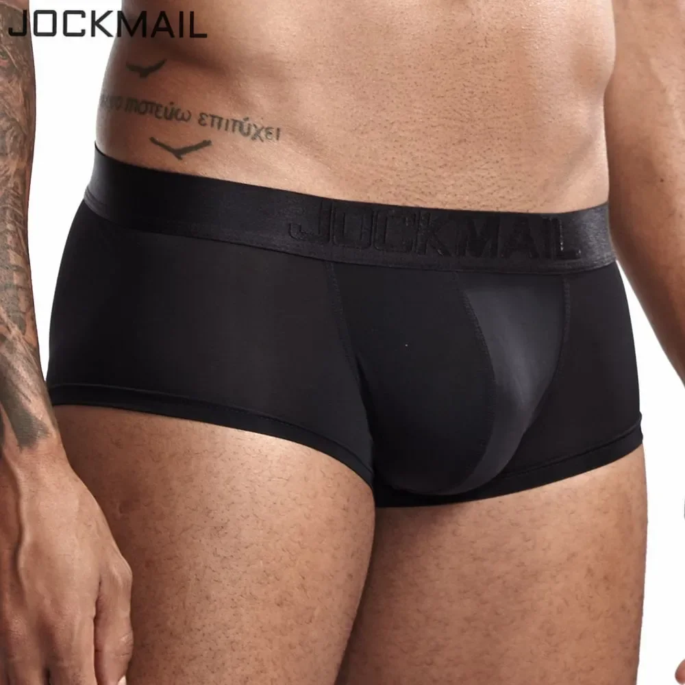 JOCKMAIL Ultra-thin Ice Sexy Underwear Men Boxers Solid Convex Mens Underpants Short Panties Slip Homme Cueca Gay Male Boxers