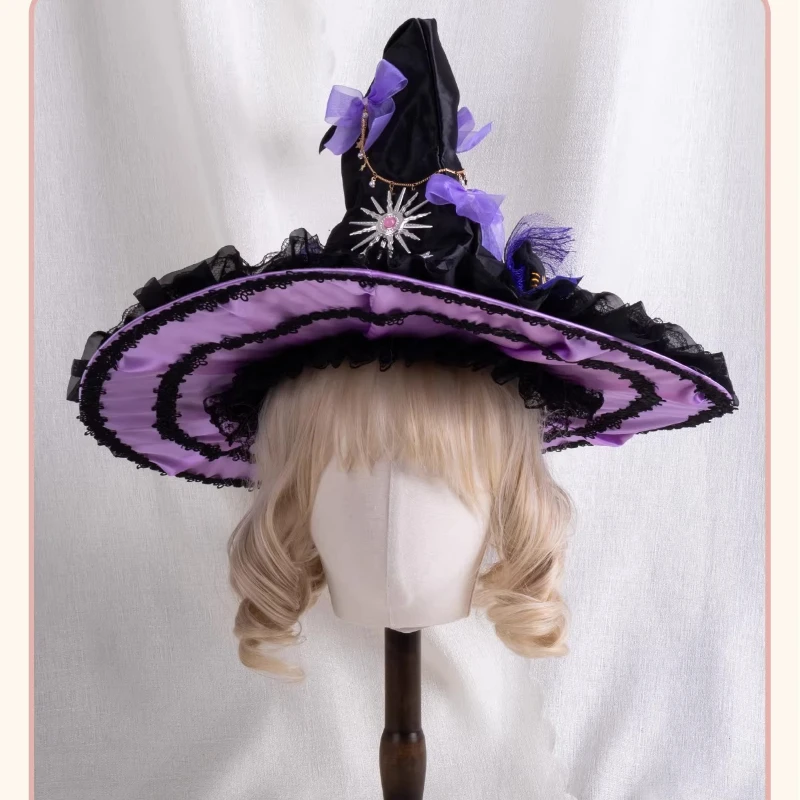 手作りロリータオリジナルデザインバットウィッチキャットヘッドバンドペアクリップレースバタフライトップハットロリータヘッドドレス