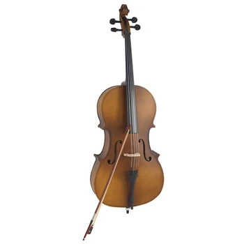 4/4 Acoustic Cello Case Bow Rosin Wood Color sweet tone