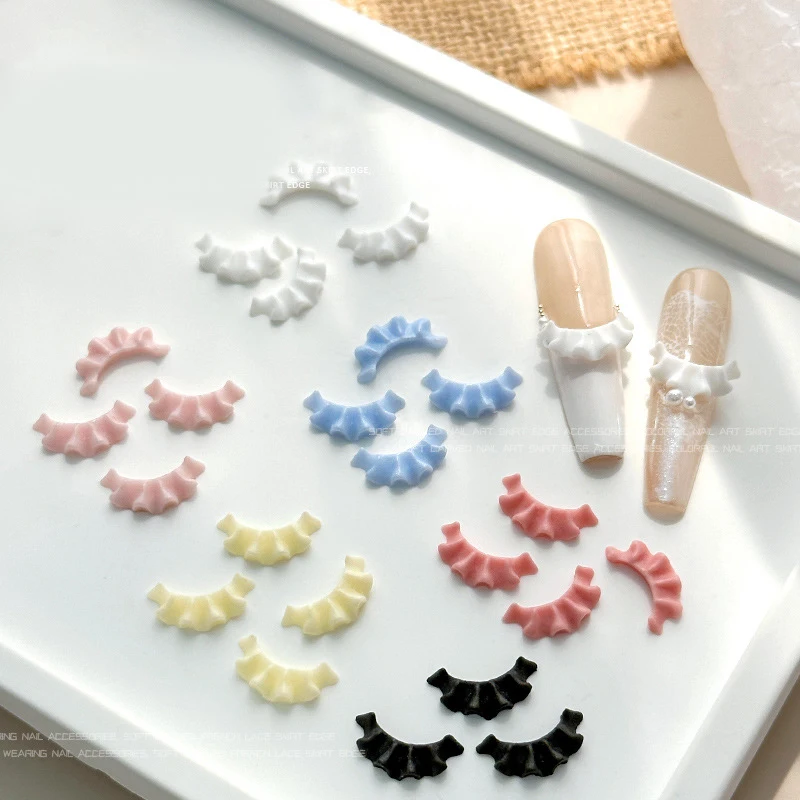 30pcs French Carved Lace Nail Art Decorations Solid Color Lace Resin Decorations For Diy Hairpin Nails
