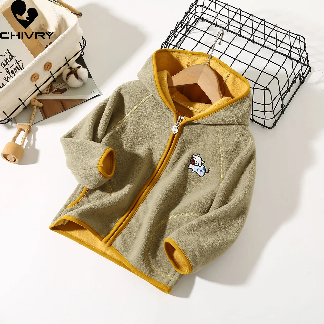 

New 2022 Baby Boys Girls Outerwear Kids Hooded Zipper Coat Sweatshirt Autumn Winter Warm Polar Fleece Jacket Children's Clothing