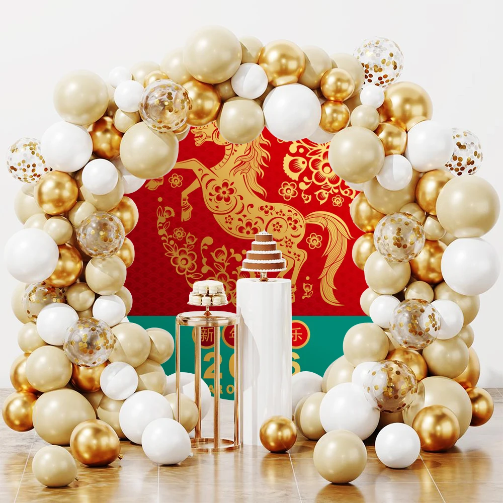 Latar Belakang Tahun Baru 2026 Penutup Latar Belakang Kertas Potongan Kuda Emas Bunga Tahun Kuda Cina Latar Belakang Foto Pesta Keluarga