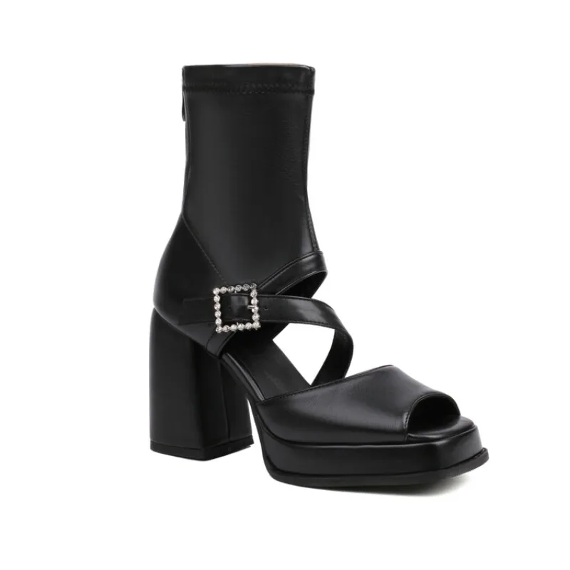 Design Women Gladialtor Sandals Peep Toe Square heel Zipper Belt Buckle Platform Summer Female Fashion Shoes Plus Size 41 42 43 view 3