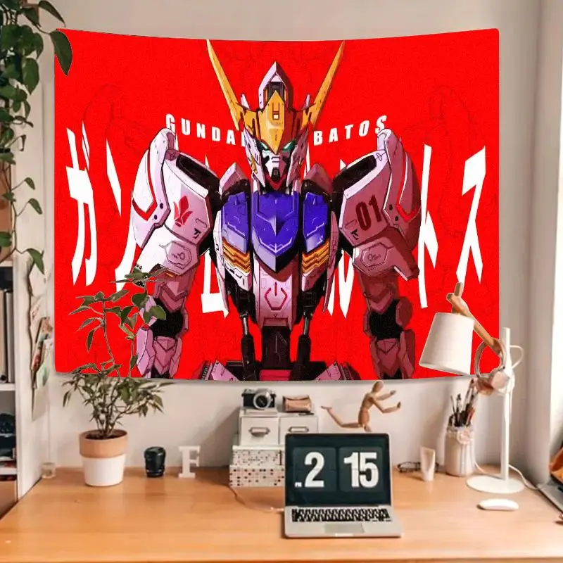 Tapisserie rouge de personnage robotique GUNDAM BAROS, Art mural d'anime avec torse violet et armure rose, décoration d'intérieur de science-fiction pour chambre à coucher Li, 1 pièce