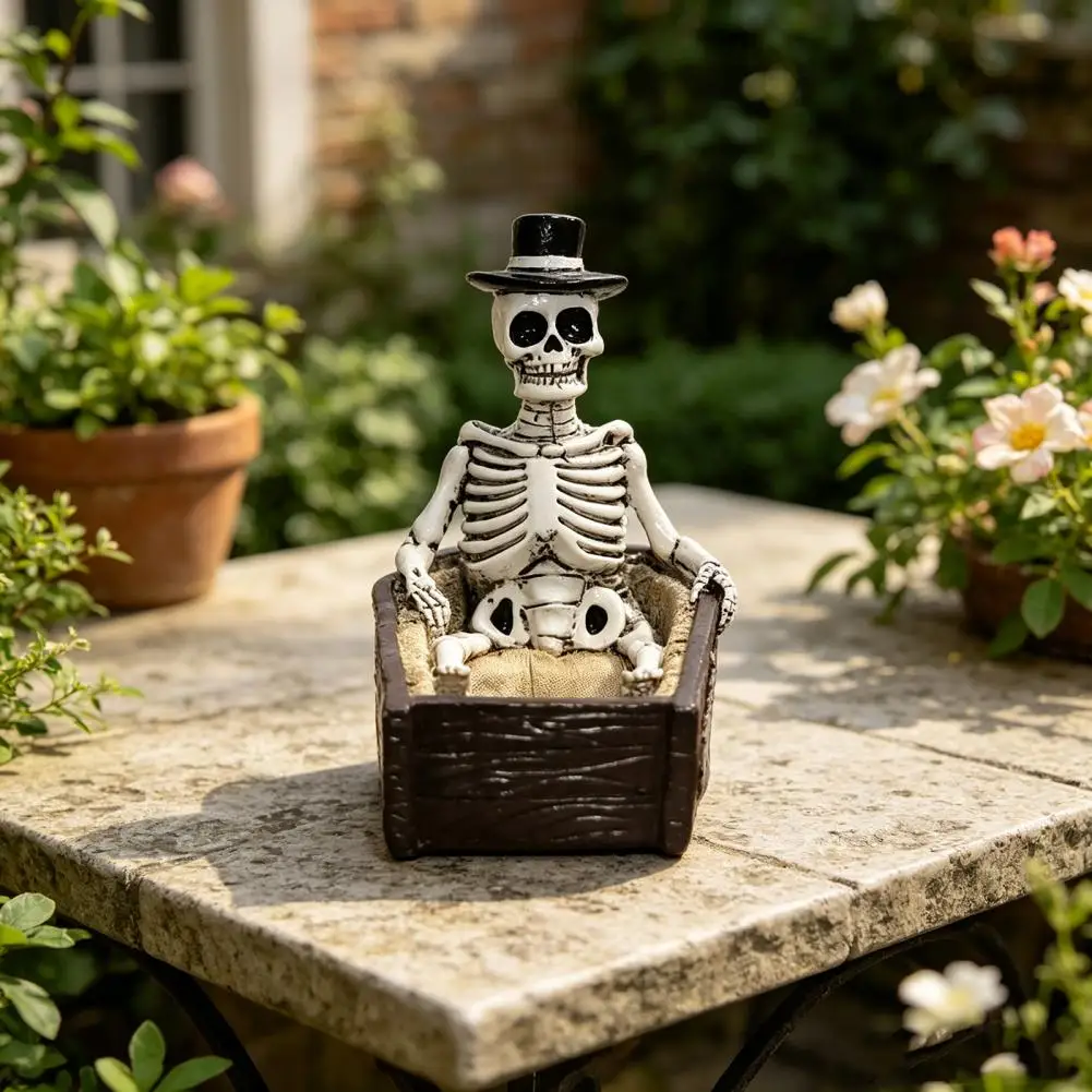 Halloween Desk Decoration Resin Skeleton Shape 3D Printed Figure, Fun Atmosphere Desktop Skull Figurine Tabletop Party Decor