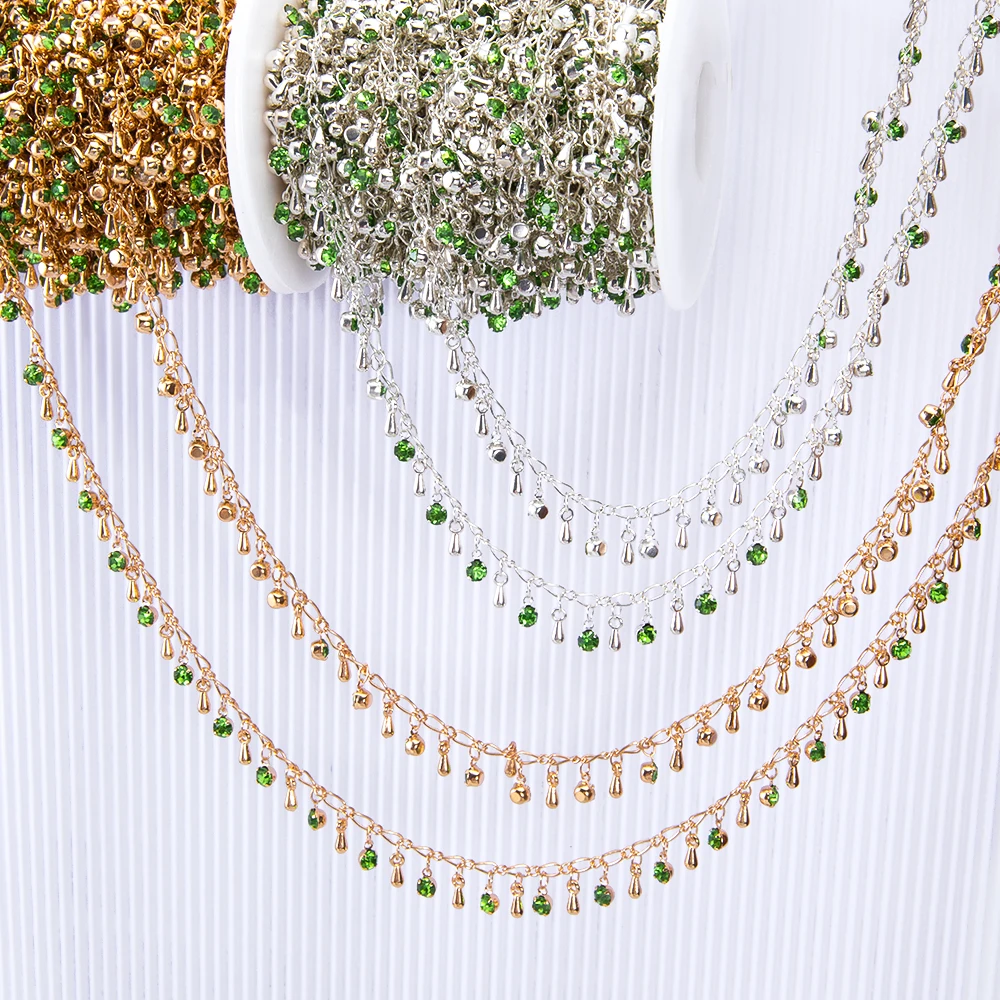 50CM 1M Shiny Crystal Beads Charms Bracelets Chains Butterfly Pendants Copper Chains Women Clothing Jewelry Making DIY Necklaces