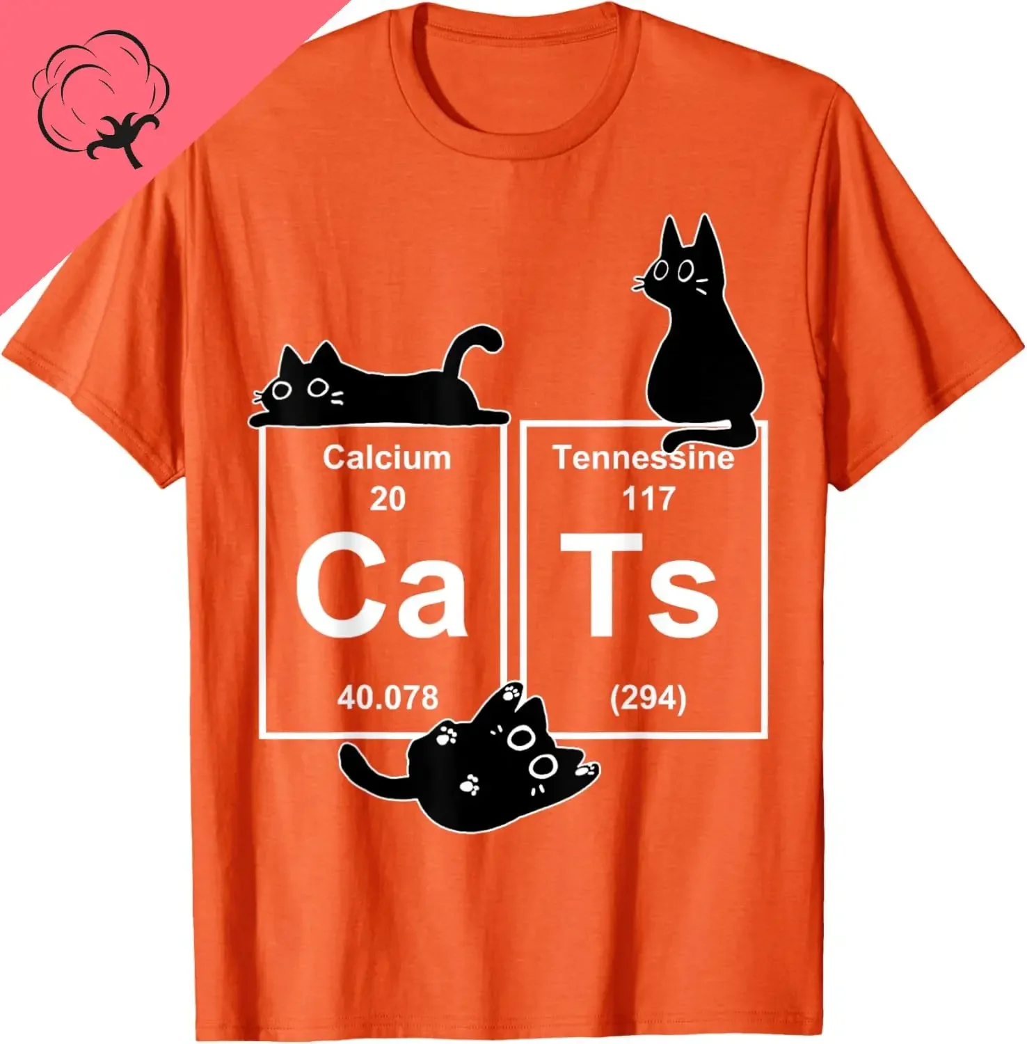 Cat Chemistry Periodic Table Funny Gifts for Cat Dad Cat Mom T-Shirt Kawayi Short Sleeve Cotton Breathable Comfortable Camisas