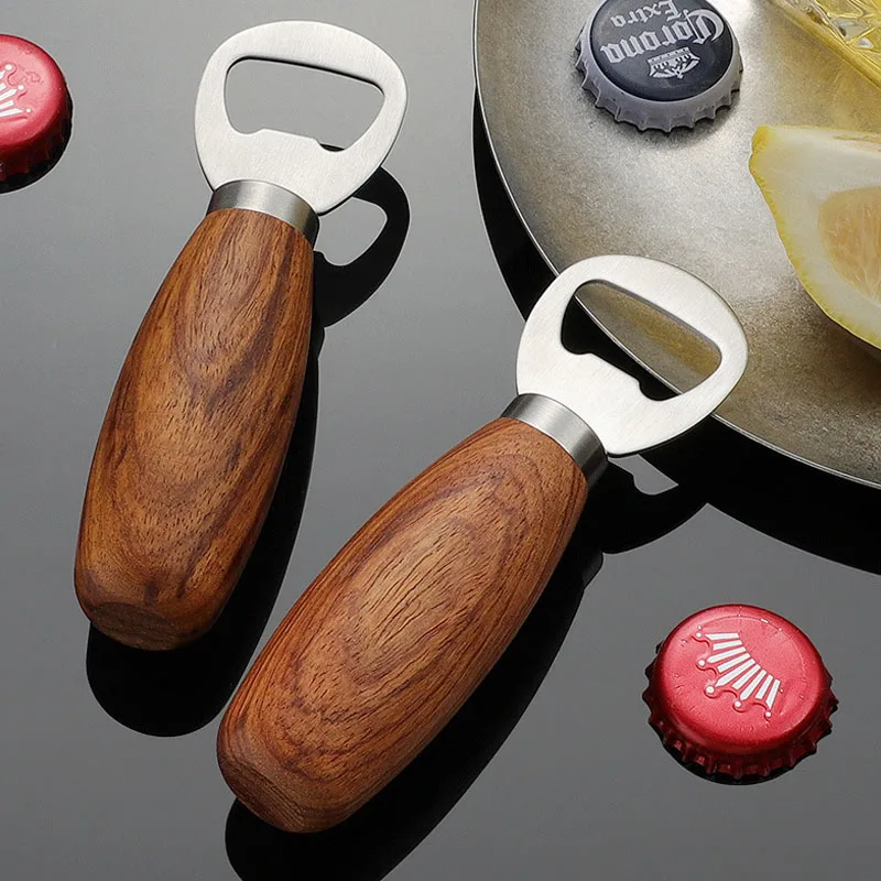 

Personalized Beer Opener Beverage Bottle Opener Opener with Wooden Handle for Beer Lovers for Home Kitchen Bar Restaurant