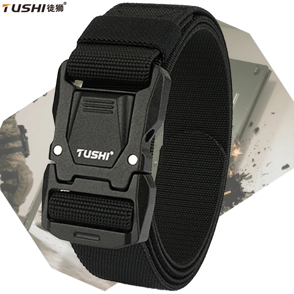 TUSHI Mannen Leger Elastische Tactische Riem Unisex Mannelijke Casual Gesp Riemen Canvas Singels Tailleband Militaire Taille Riem Hoge Kwaliteit