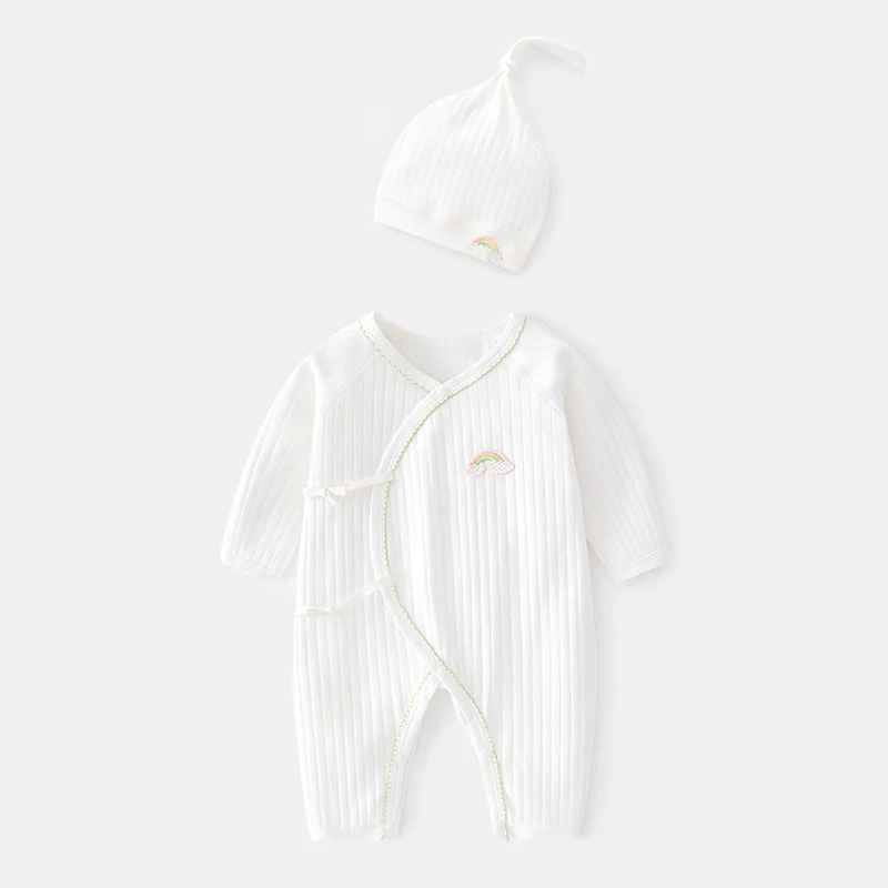 0 - 6 Months Baby Girls Boys Romper Hat Cotton White Clothes For Girls Cute Fashion Infant Boneless Jumpsuit  Spring Autumn New