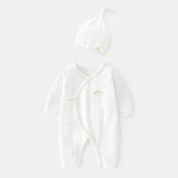 0 - 6 Months Baby Girls Boys Romper Hat Cotton White Clothes For Girls Cute Fashion Infant Boneless Jumpsuit  Spring Autumn New