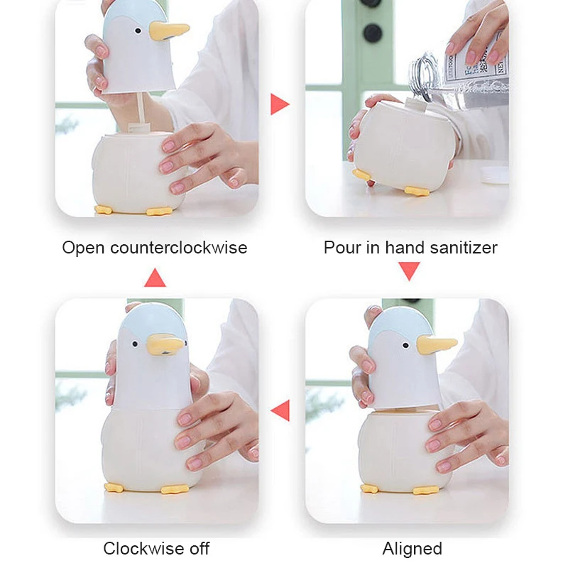 400 Ml น่ารักเพนกวินเครื่องจ่ายสบู่อัตโนมัติแบบสัมผัสเหนี่ยวนำฟองเครื่องซักผ้าสำหรับเด็กห้องครัวห้องน้ำ