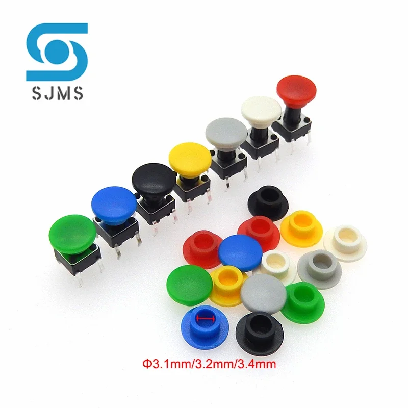 50Pcs A29 Switch Button Hat Diameter 8mm Inner Hole id 3.1/3.2/3.4mm For 6 * 6 mm Tact Micro Switch Tactile Push Button Cap