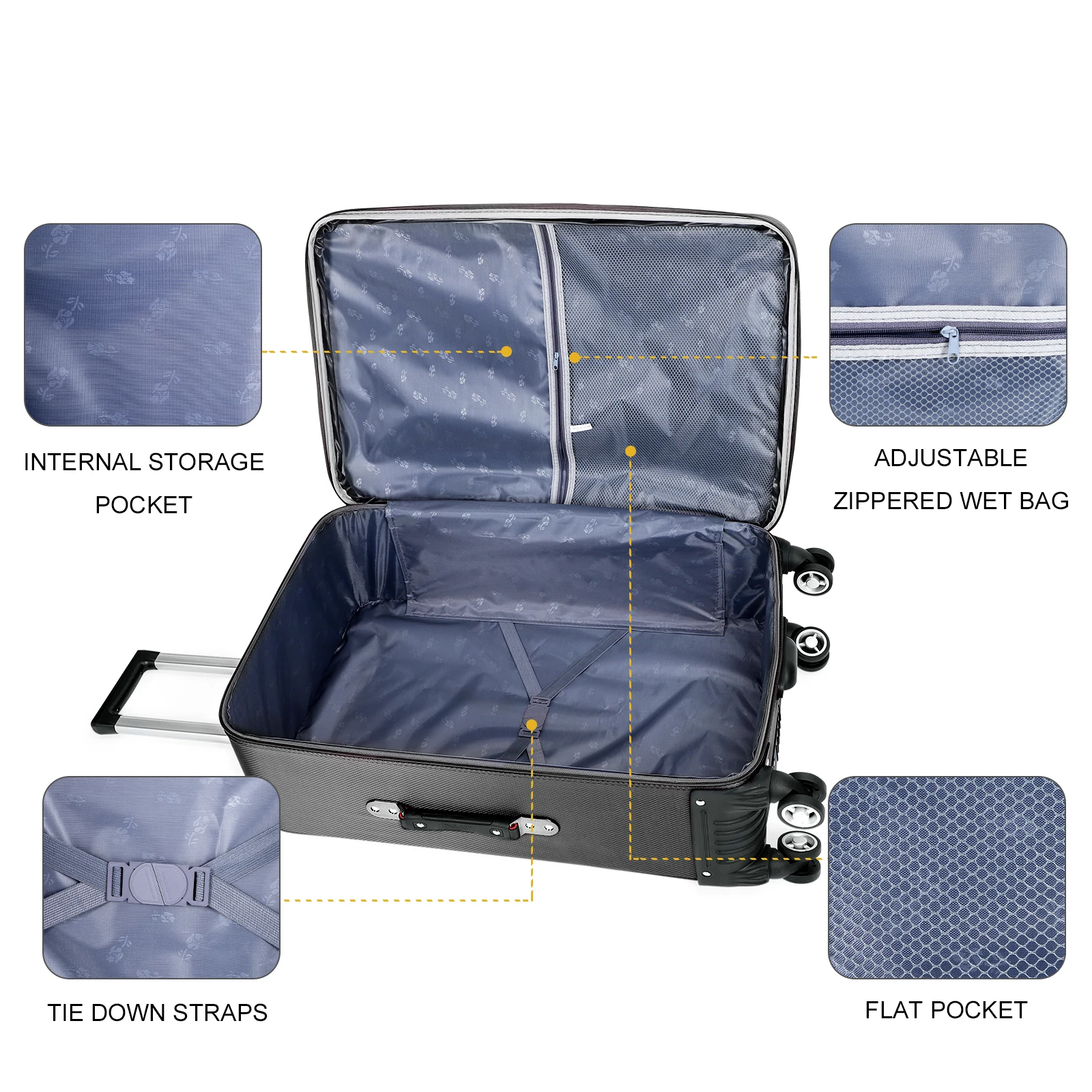 Conjunto de pacote de bagagem ultra leve e conveniente, viagens de negócios, viagens em família, 20, 24, 28 ", 3pcs