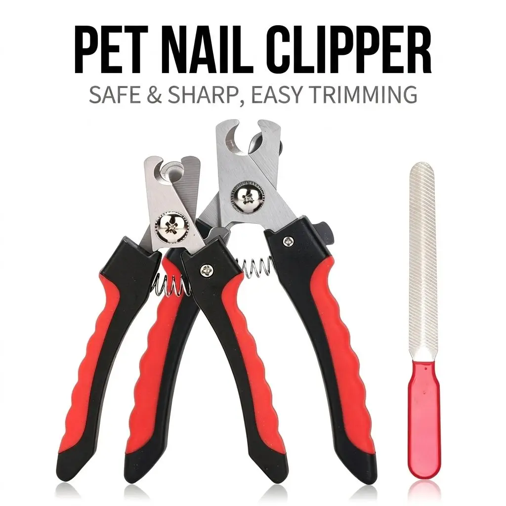 Cortador de Unhas para Pets para Iniciantes - Alicate Afiado para Cães e Gatos com Protetor de Segurança, Cabo Antiderrapante e Lixa de Unhas - Ferramenta de Higiene