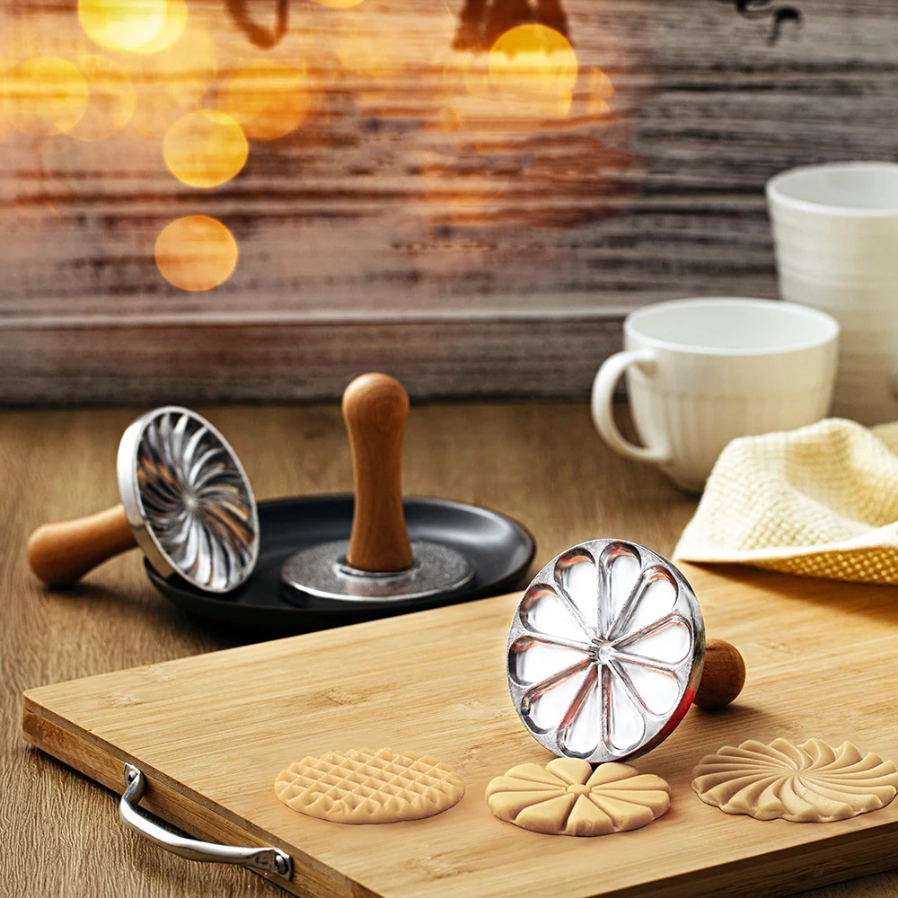 3pcs/Set Flower Whirlpools Pattern Cookie Stamps Mold Round Zinc Alloy Biscuit Fondant Pastry Cutter Baking Accessories Tools