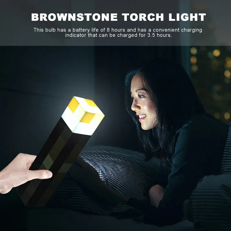 Imagem -04 - Usb Recarregável Led Torch Night Lights Brownstone Bedside Lamp Candeeiros de Mesa Toy Lamps Presentes para Crianças Crianças