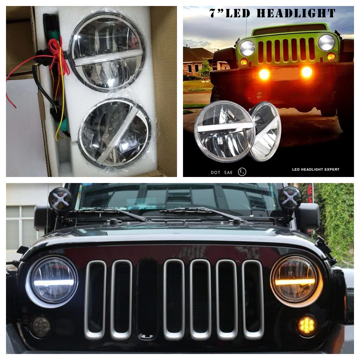 

7"LED Head Lamp Round Aluminum Alloy for jeep JK wrangler 2007-2017 J226