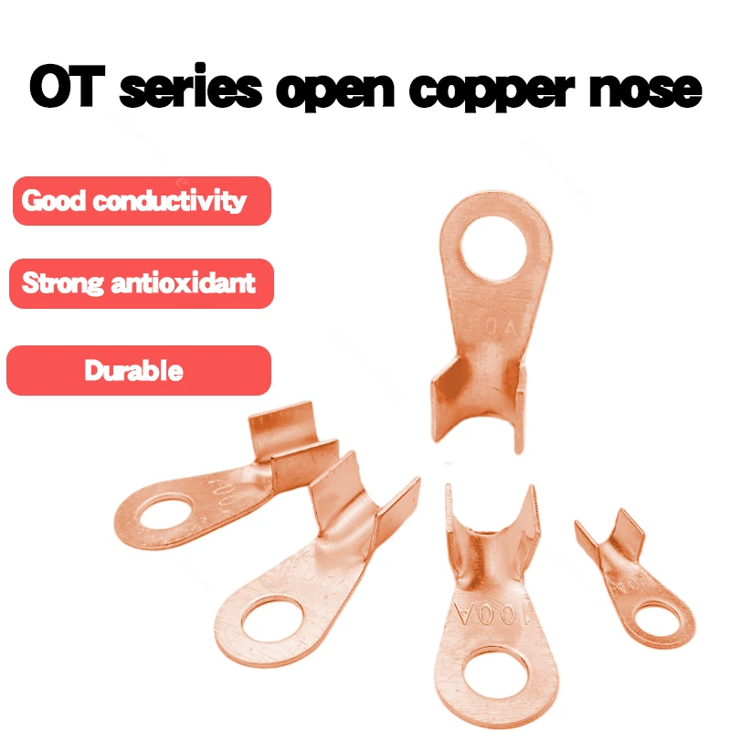 

OT type wire terminal red copper bare nose lug crimping open cable terminal connector splicing 10PCS
