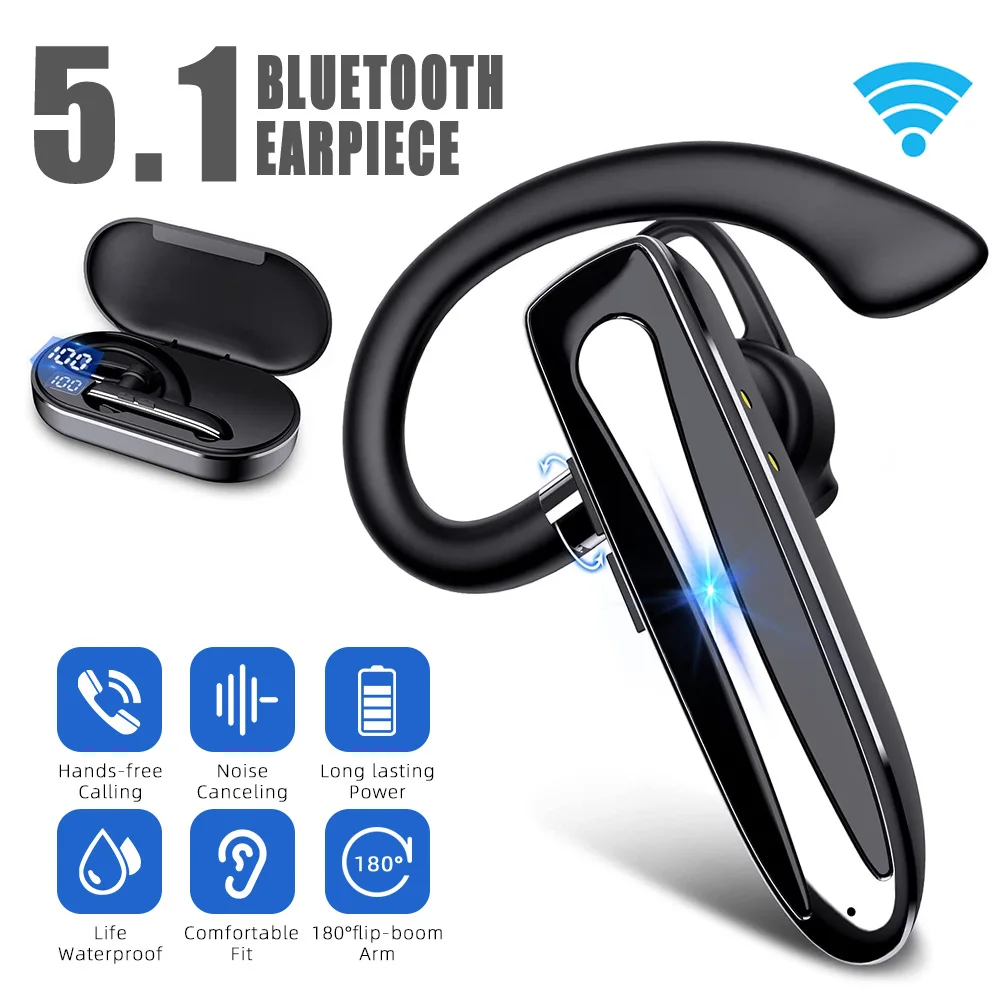 VTIN Bluetooth Wireless Earpiece Bluetooth V5.1 Noise Cancellation Waterproof Trucker Handsfree Earphone In Ear Earbud Headset