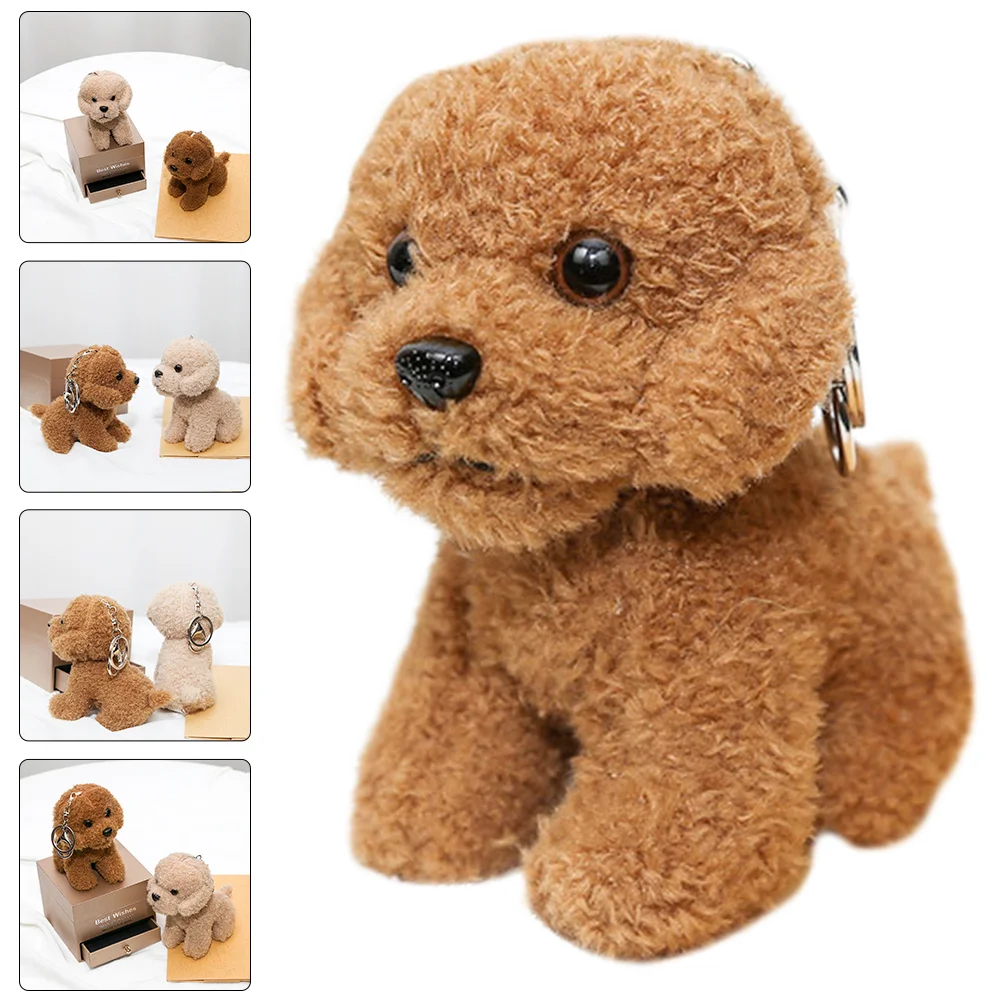 Plush Animals Pendant Charm Key Chain Toy Cartoon Stuffed Dog Brown The Tote Bag