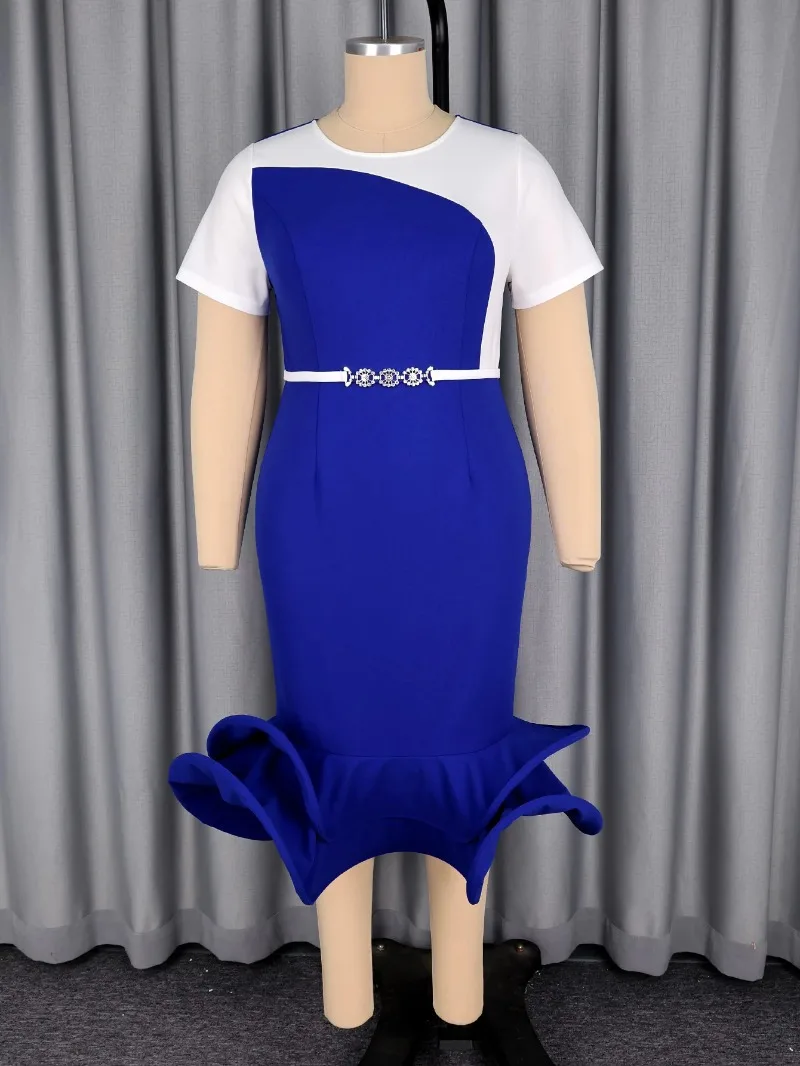 

Plus Size Dashiki African Dresses for Women Elegant African Short Sleeve O-neck Polyester Patchwork Bodycon Midi Dresses 2026