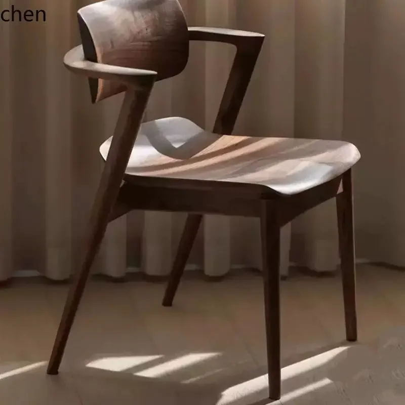 DSA Dining Chair Solid Wood Home Short Armchair Leisure Chair Natural Wood No Auxiliary Materials Vintage Simple
