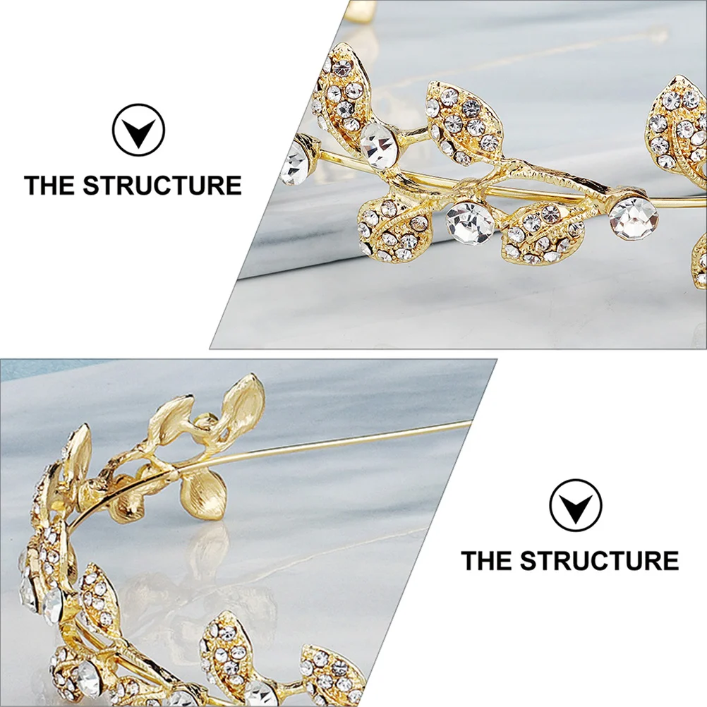 

1 pc Leaf-Shaped Rhinestone Hoop Stylish Headband Bridal Ornament Alloy Hair Adornment Wedding Accessory Photo Prop Hair