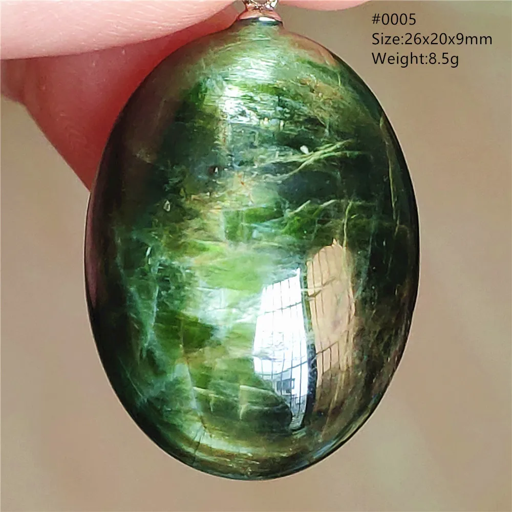 Natural Green Diopside Quartz Pendant Necklace Jewelry Cat Eye Oval Women Men Green Diopside Beads Fashion Stone AAAAAA