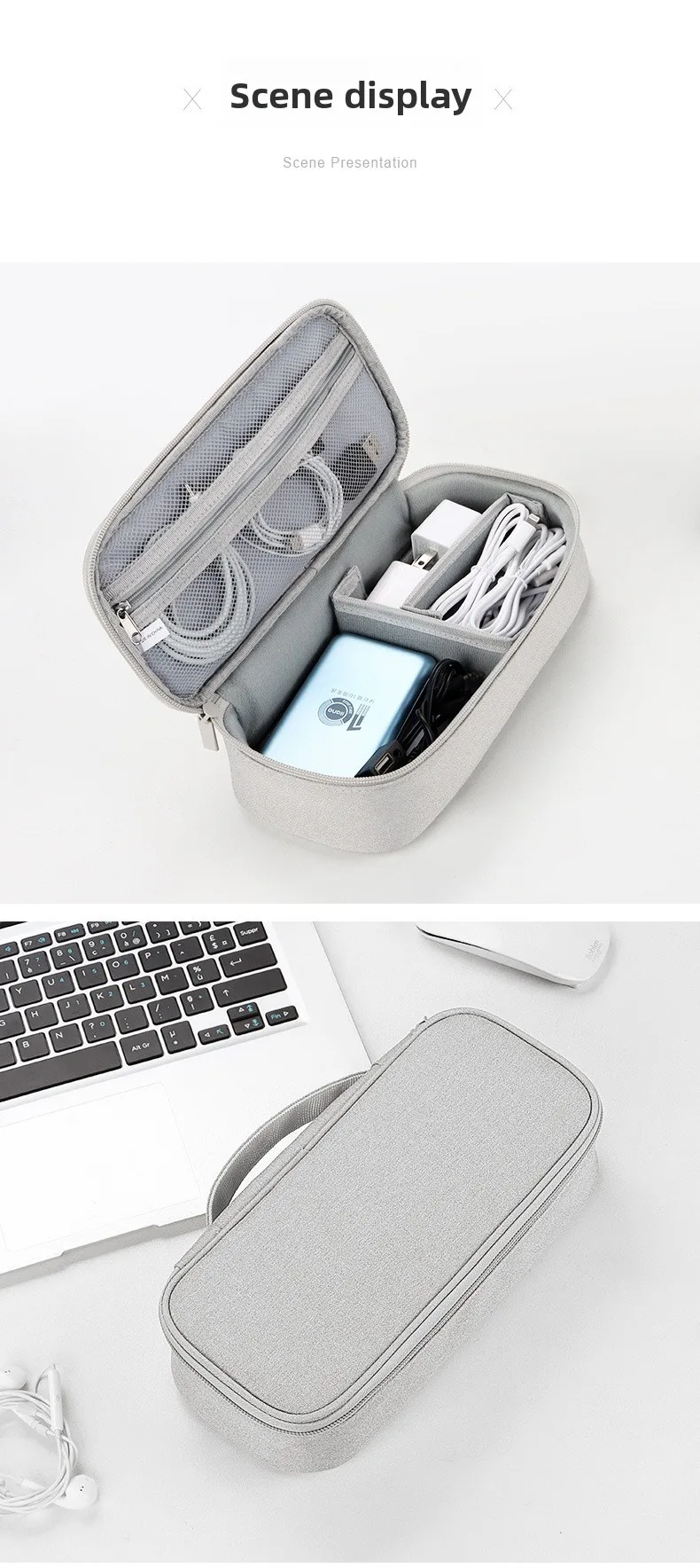 Aufbewahrungstasche für digitales Zubehör, große Kapazität, Kabel-Organizer-Tasche für Telefon, Powerbank, USB – Detail 10
