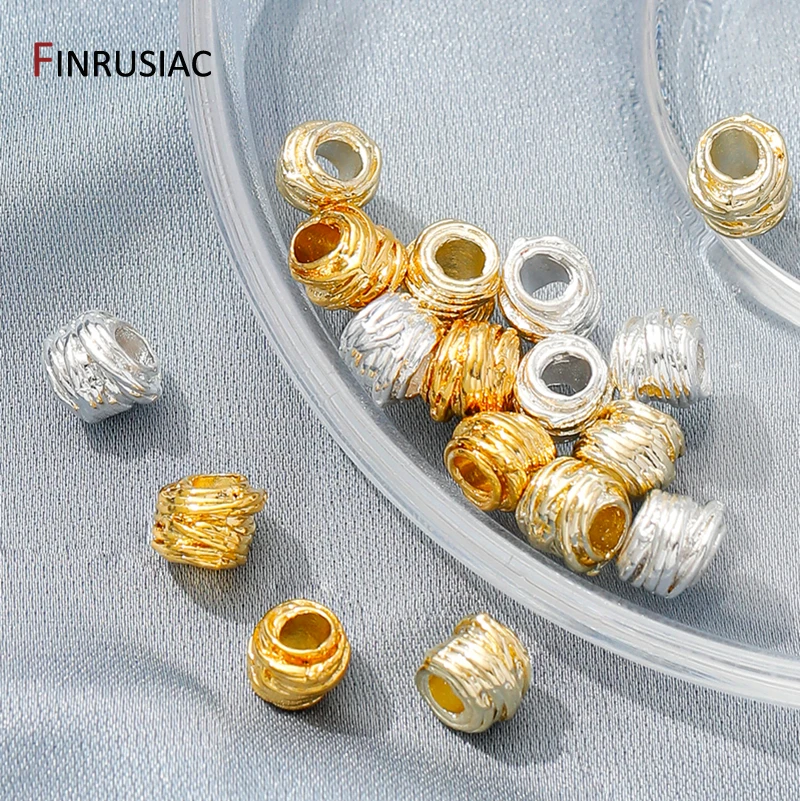 18K Gold Plated Brass Irregular Spacer Beads,5mm*6mm Stripe Separator Beads For Bracelet Making Supplies,DIY Jewelry Accessories