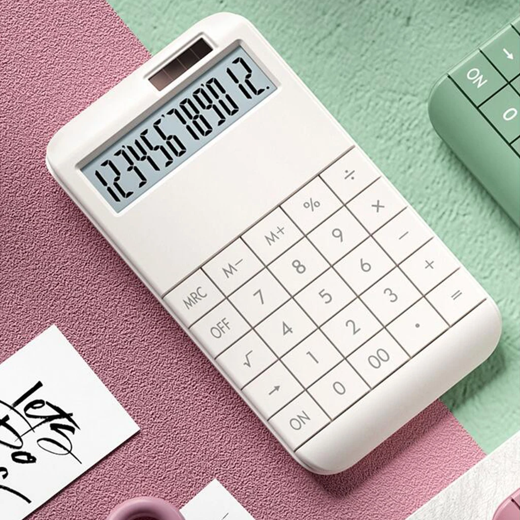 Kantoor Financiën Rekenmachine Calculat Plastic Solar Computer Business Finance Kantoor Rekenmachine 12-Bit Desktop Rekenmachine