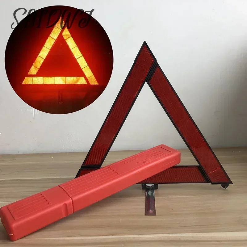 Car Triangle Reflective Tripod Emergency Breakdown Warning Reflective Sticker Safety Hazard Foldable Stop Sign Car Accessories