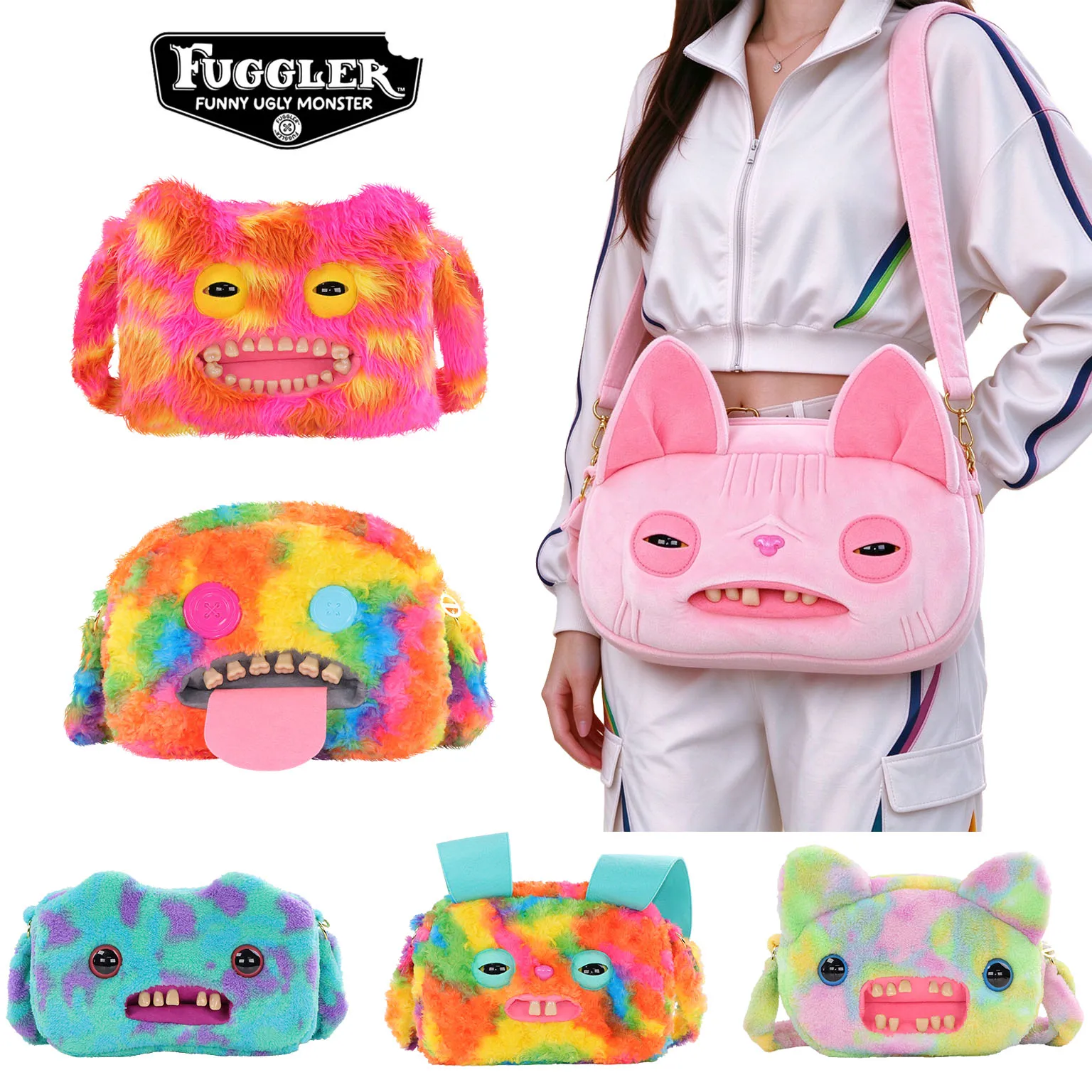 Original Fuggler Plush Crossbody Bag, Large Capacity Fluffy Shoulder Purse, Cute Fashion Women Handbag for Daily Travel
