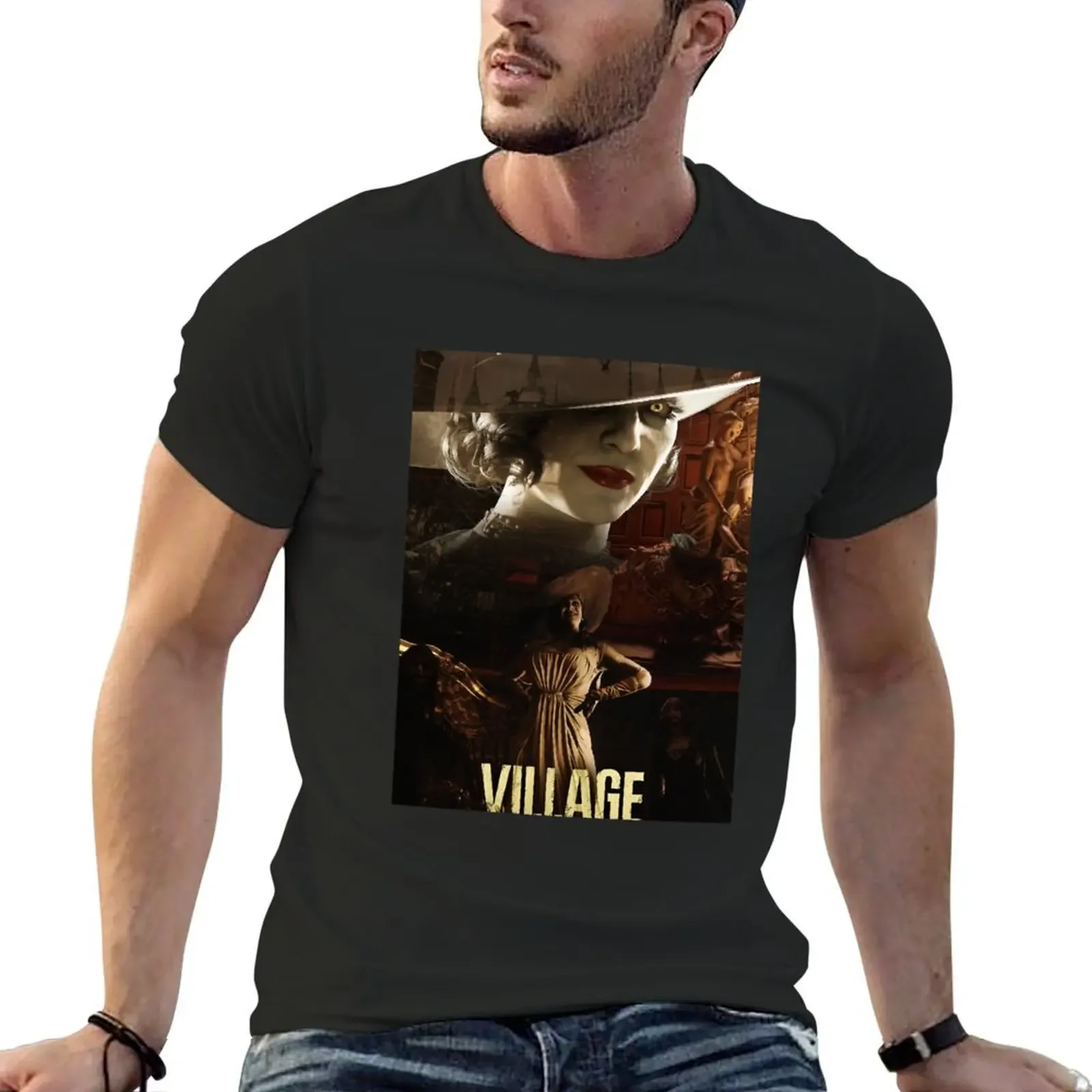 

RE VIllAGE - Tall Vampire Lady Lady Dimitrescu T-Shirt anime vintage clothes designer shirts designer t shirt men