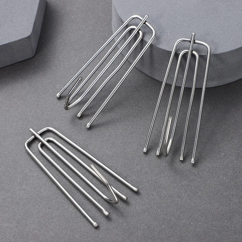 50Pcs Stainless Steel Drapery Hooks Metal Curtain Hooks Replacement 4-Prong Clips for Pleated Curtains Shower Curtain Clips