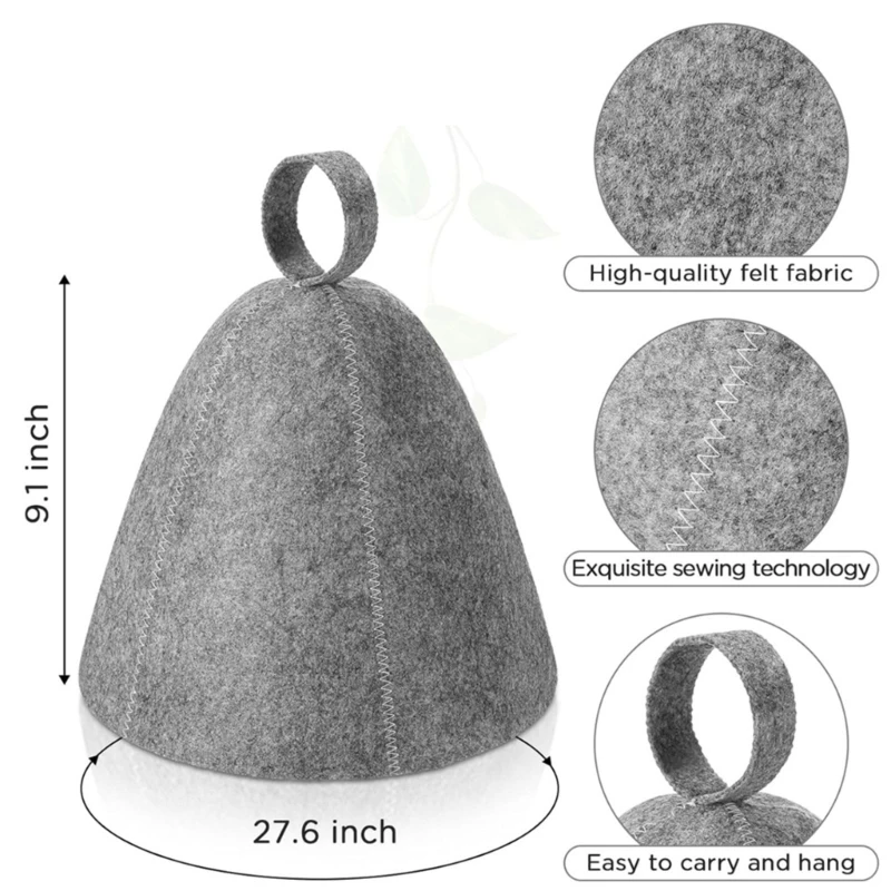 2 pezzi cappello da Sauna Anti calore addensare berretto da doccia in feltro di lana turbante per capelli asciugamano rapido cappelli per